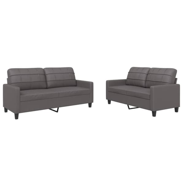 vidaXL sofasæt 2 dele med hynder kunstlæder grå