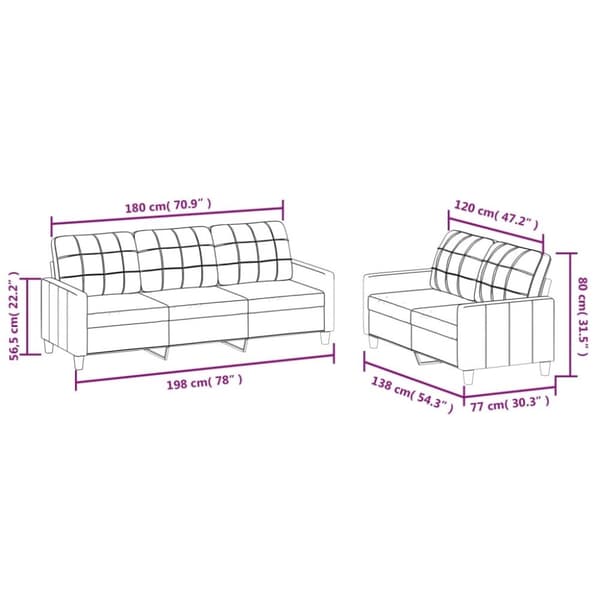 vidaXL sofasæt 2 dele med hynder kunstlæder vinrød