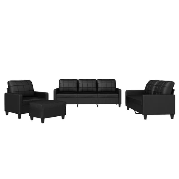 vidaXL sofasæt 4 dele med hynder kunstlæder sort