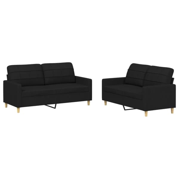 vidaXL sofasæt 2 dele med hynder stof sort