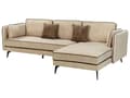 Miniatyrbillede 6 af 11: Hjørnesofa med Chaiselong Beige Velour 3 Personers Sofa L Formet Dyb Sofahjørne Siddemøbel Blød Stofsofa Venstrevendt