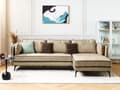 Miniatyrbillede 2 af 11: Hjørnesofa med Chaiselong Beige Velour 3 Personers Sofa L Formet Dyb Sofahjørne Siddemøbel Blød Stofsofa Venstrevendt