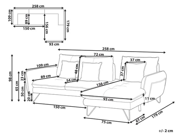 Justerbar Hjørnesofa Beige Chenille Møbeltrekk Stoff Metallben Ryggputer Moderne Design