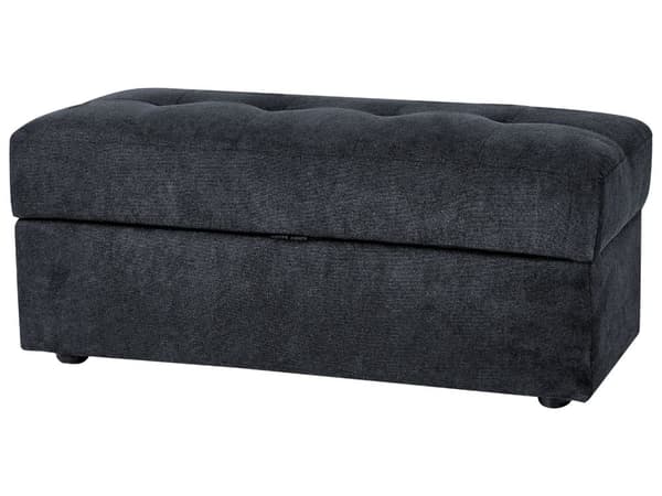 Sovesofa Sort Polyester 3 Personers Hjørnesofa med Opbevaring Skuffer Kopholder Ottoman Fodskammel Quiltet Tuftet Moderne Multifunktionel