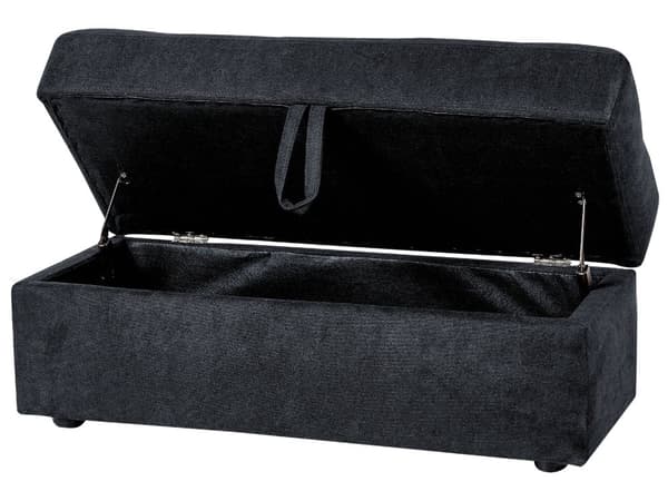 Sovesofa Sort Polyester 3 Personers Hjørnesofa med Opbevaring Skuffer Kopholder Ottoman Fodskammel Quiltet Tuftet Moderne Multifunktionel
