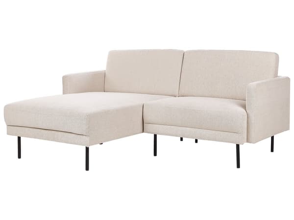 Hjørnesofa Beige Polyester 192 x 155 cm 2-seter Høyrevendt Seksjonssofa Metallben Vevd stoff Minimalistisk Moderne
