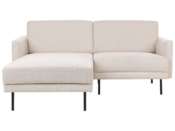 Hjørnesofa Beige Polyester 192 x 155 cm 2-seter Høyrevendt Seksjonssofa Metallben Vevd stoff Minimalistisk Moderne