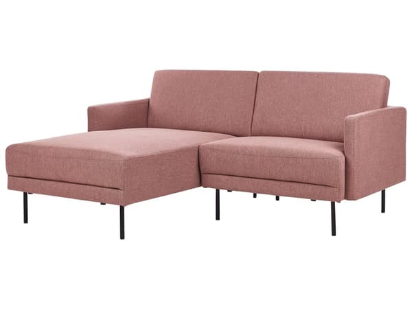 Hjørnesofa Rosa Polyester 192 x 155 cm 2-seter Høyrevendt Seksjonssofa Metallben Vevd stoff Minimalistisk Moderne