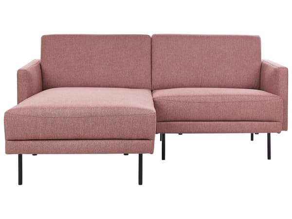 Hjørnesofa Rosa Polyester 192 x 155 cm 2-seter Høyrevendt Seksjonssofa Metallben Vevd stoff Minimalistisk Moderne