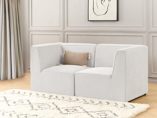 Modulær 2-seters sofa Off-White Hvit Kordfløyel To-delt sofa Moderne Jumbo Cord Minimalistisk stil