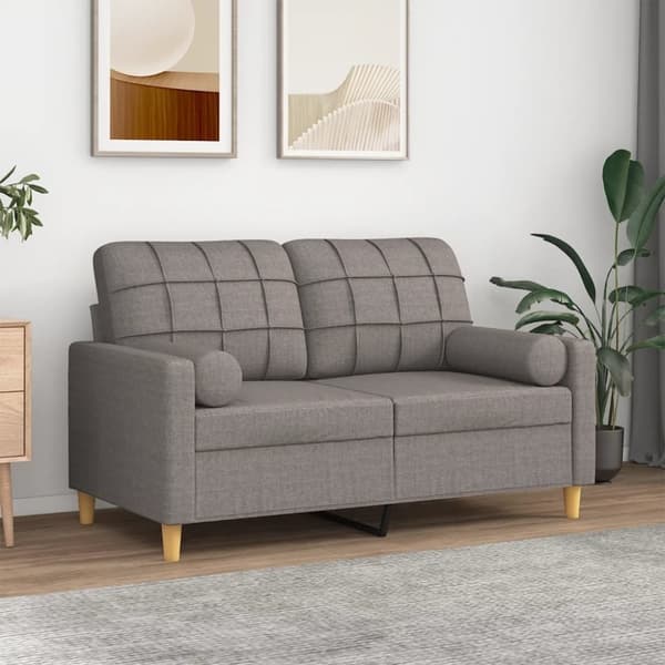 vidaXL 2-personers sofa med pyntepuder 120 cm stof gråbrun