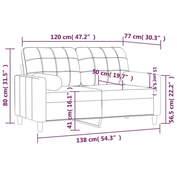 vidaXL 2-personers sofa med pyntepuder 120 cm stof brun