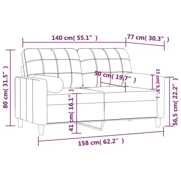 vidaXL 2-personers sofa med pyntepuder 140 cm stof lysegrå