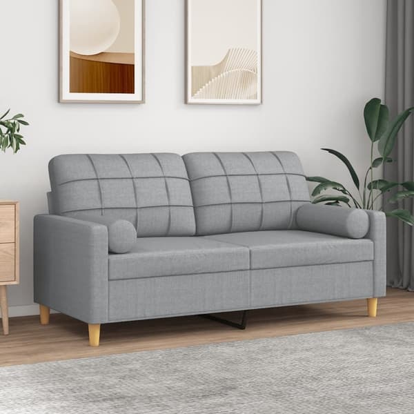vidaXL 2-personers sofa med pyntepuder 140 cm stof lysegrå
