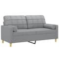 Miniatyrbillede 2 af 8: vidaXL 2-personers sofa med pyntepuder 140 cm stof lysegrå