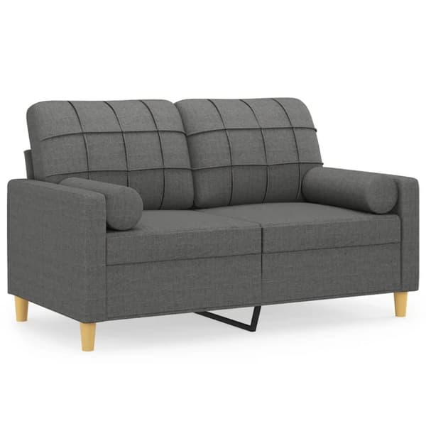 vidaXL 2-sits soffa med prydnadskuddar mörkgrå 120 cm tyg