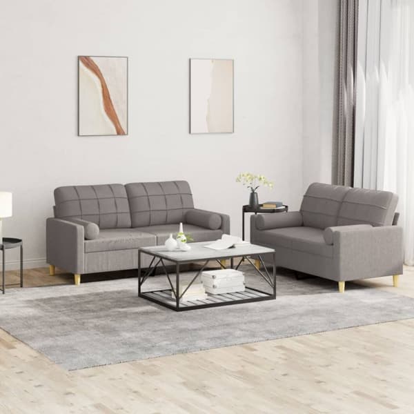 vidaXL sofasæt 2 dele med puder stof gråbrun