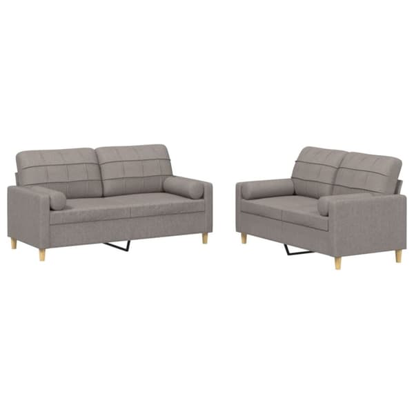 vidaXL sofasæt 2 dele med puder stof gråbrun
