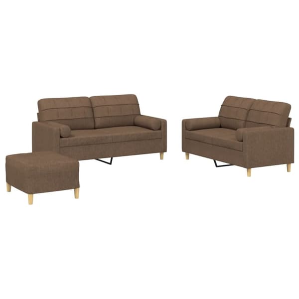 vidaXL sofasæt 3 dele med puder stof brun