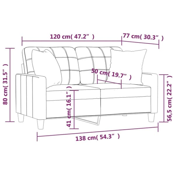 vidaXL 2-personers sofa med pyntepuder 120 cm kunstlæder sort