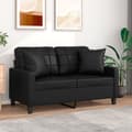 Miniatyrbillede 8 af 8: vidaXL 2-personers sofa med pyntepuder 120 cm kunstlæder sort