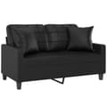 Miniatyrbillede 2 af 8: vidaXL 2-personers sofa med pyntepuder 120 cm kunstlæder sort