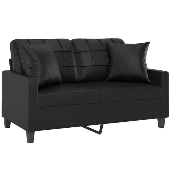 vidaXL 2-personers sofa med pyntepuder 120 cm kunstlæder sort