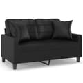Miniatyrbillede 1 af 8: vidaXL 2-personers sofa med pyntepuder 120 cm kunstlæder sort