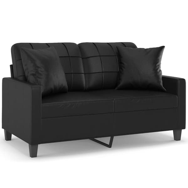 vidaXL 2-personers sofa med pyntepuder 120 cm kunstlæder sort