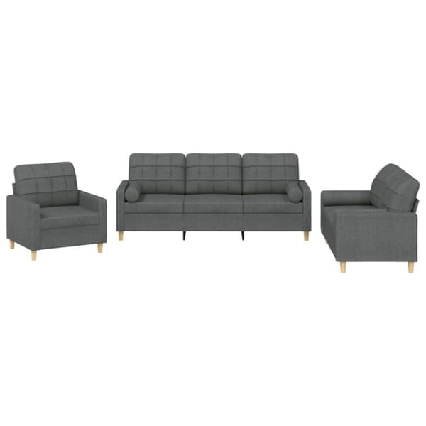 vidaXL sofasæt 3 dele med puder stof mørkegrå