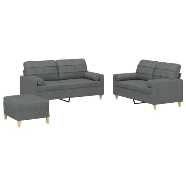 vidaXL sofasæt 3 dele med puder stof mørkegrå