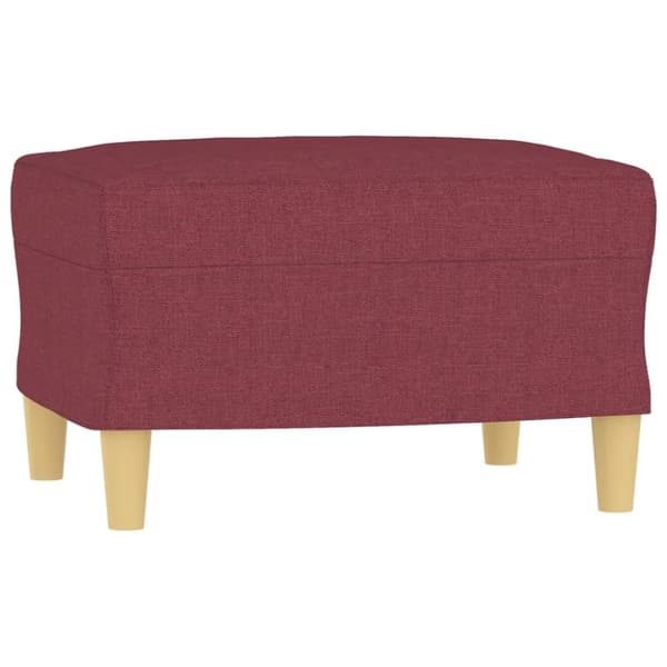 vidaXL 3-sitssoffa med fotstöd vinröd 180 cm tyg