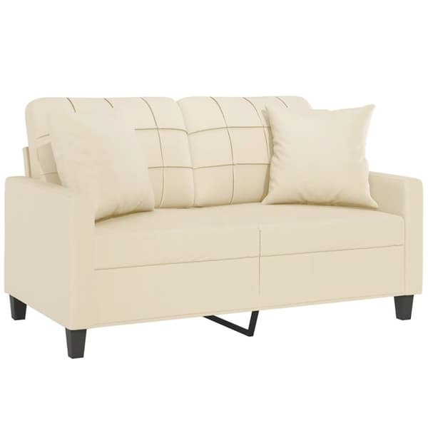 vidaXL 2-sits soffa med prydnadskuddar gräddvit 120 cm konstläder