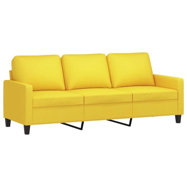 vidaXL 3-sitssoffa med fotpall Ljusgul 180 cm tyg