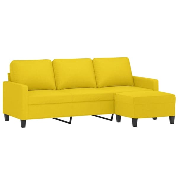 vidaXL 3-sitssoffa med fotpall Ljusgul 180 cm tyg
