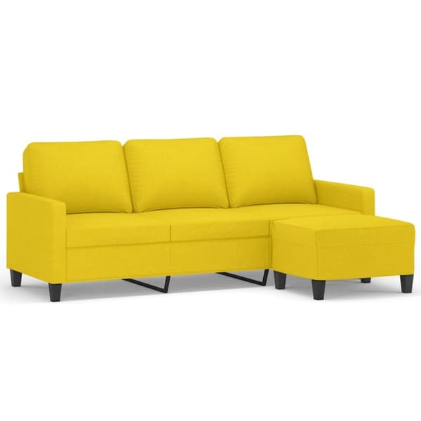 vidaXL 3-sitssoffa med fotpall Ljusgul 180 cm tyg