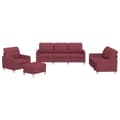 Miniatyrbillede 1 af 10: vidaXL sofasæt 4 dele med hynder stof vinrød