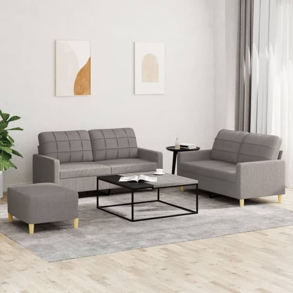 vidaXL sofasæt 3 dele med hynder stof gråbrun