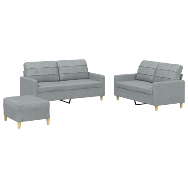 vidaXL sofasæt 3 dele med hynder stof lysegrå