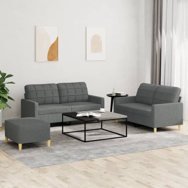 vidaXL sofasæt 3 dele med hynder stof mørkegrå
