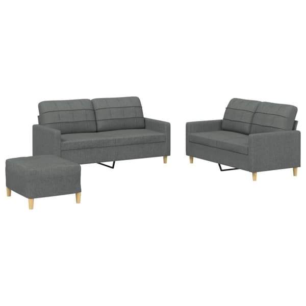 vidaXL sofasæt 3 dele med hynder stof mørkegrå