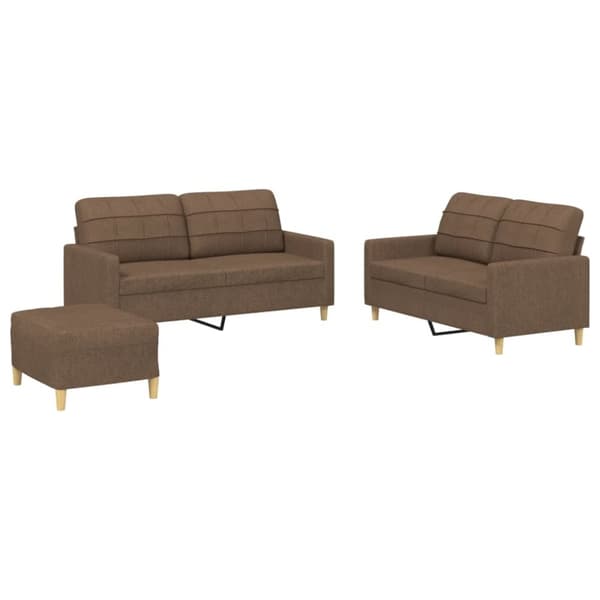 vidaXL sofasæt 3 dele med hynder stof brun