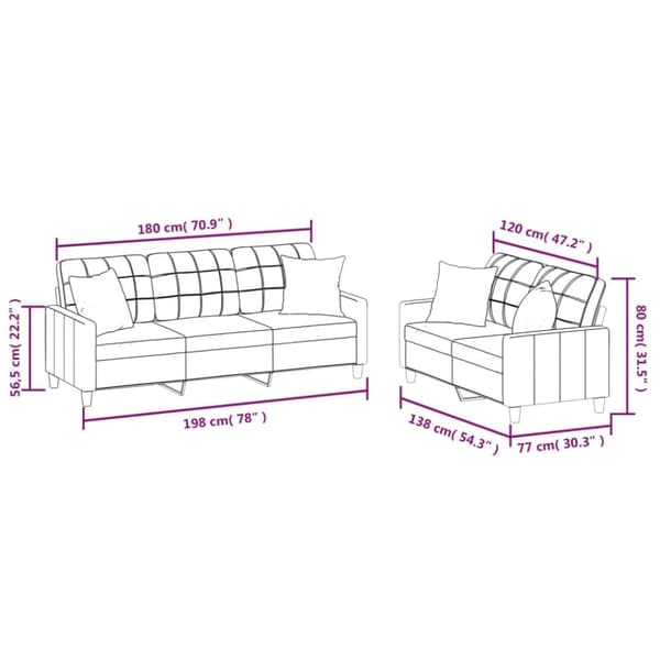vidaXL sofasæt 2 dele med puder kunstlæder sort