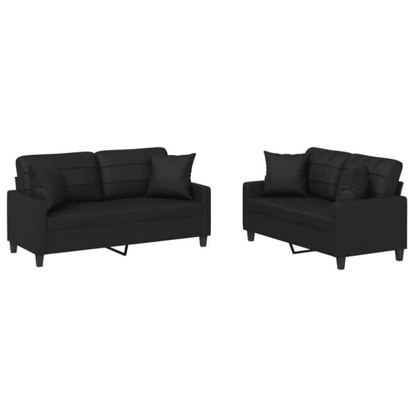 vidaXL sofasæt 2 dele med puder kunstlæder sort