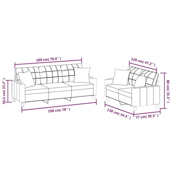 vidaXL sofasæt 2 dele med puder kunstlæder cremefarvet