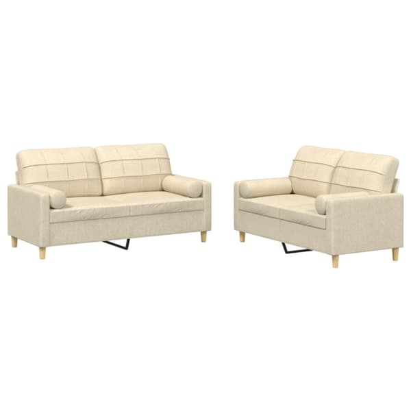 vidaXL sofasæt 2 dele med puder stof cremefarvet