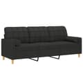 Miniatyrbillede 2 af 8: vidaXL 3-personers sofa med pyntepuder 180 cm stof sort