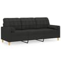 Miniatyrbillede 1 af 8: vidaXL 3-personers sofa med pyntepuder 180 cm stof sort