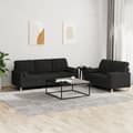 Miniatyrbillede 2 af 8: vidaXL sofasæt 2 dele med puder stof sort