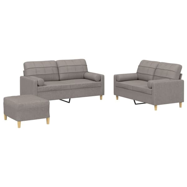 vidaXL sofasæt 3 dele med puder stof gråbrun